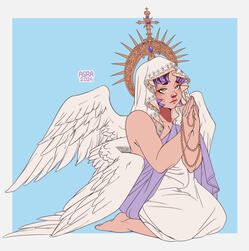 Cindy for moochi_ on ArtFight (https://artfight.net/attack/8541615.weeping-cow-angel)